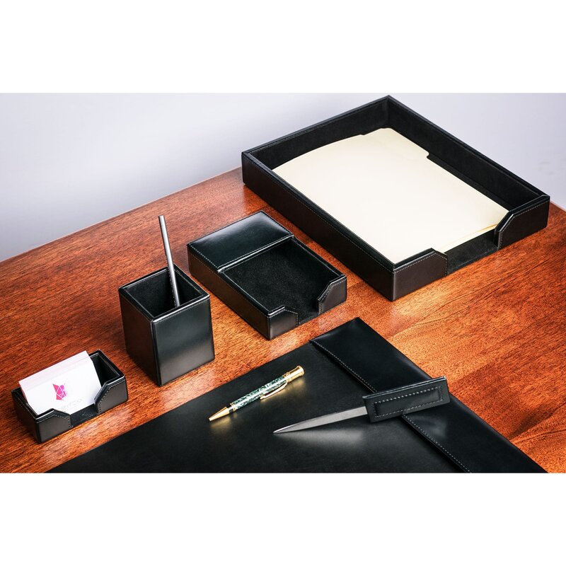 Milesverse Leather 6 Piece Desk Organizer Set