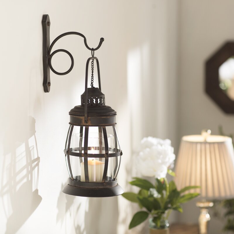 Kige Brown Glass/Iron Wall Sconce Candle Holder