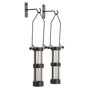 Garwood 2 Piece Clear Glass, Black Frame Wall Vase Set (Set of 2