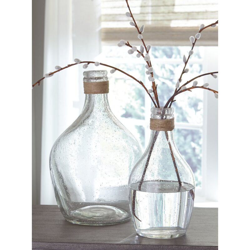 Castanea 2 Piece Clear Glass Table Vase Set