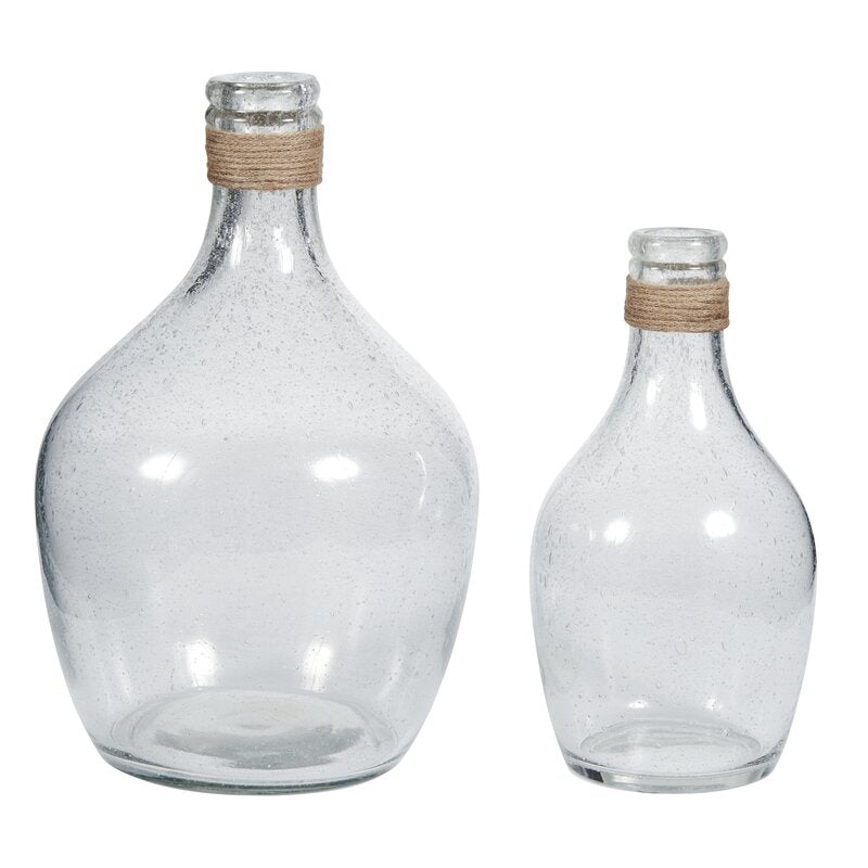 Castanea 2 Piece Clear Glass Table Vase Set