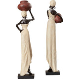 Tuzerde 2 Piece Polystone African Woman Figurine Set