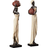 Tuzerde 2 Piece Polystone African Woman Figurine Set