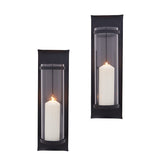 Maina 2 Piece Indoor / Outdoor Glass/Iron Wall Sconce Candle Holder Set (Set of 2)