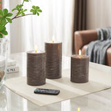 Stansia 3 Piece Marble Textured LED Unscented Flameless Pillar Candle Set with Remote