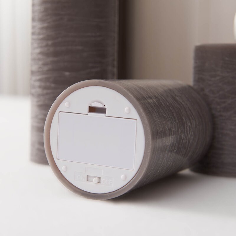 Stansia 3 Piece Marble Textured LED Unscented Flameless Pillar Candle Set with Remote