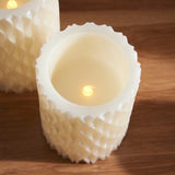 Phinin 3 Piece Pearlescent Wavy Texture LED Unscented Flameless Candle Set with Remote