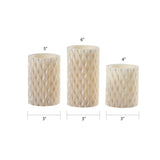 Phinin 3 Piece Pearlescent Wavy Texture LED Unscented Flameless Candle Set with Remote