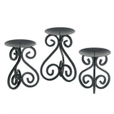 Kingdom 3 Piece Small Black Iron Candlestick Set