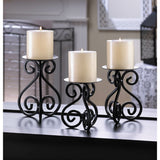 Kingdom 3 Piece Small Black Iron Candlestick Set