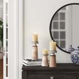 Mama 3 Piece Wood/Iron Tabletop Candlestick Set