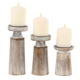 Mama 3 Piece Wood/Iron Tabletop Candlestick Set