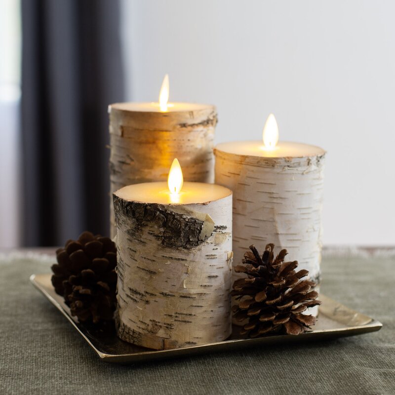 Bralmas 3 Piece Unscented Flameless Pillar Candles Set with Remote