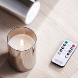 Saintmy 3 Piece Silver/Gold Unscented Flameless Pillar Candle Set with Remote