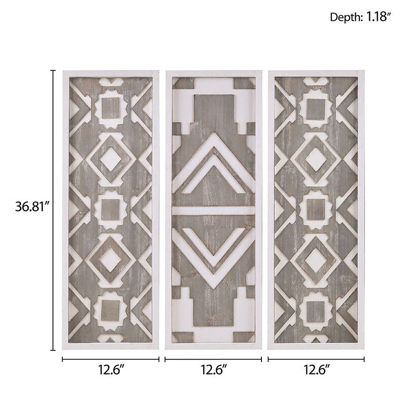 Buand 3 Piece Abstract Wood Wall Decor Set