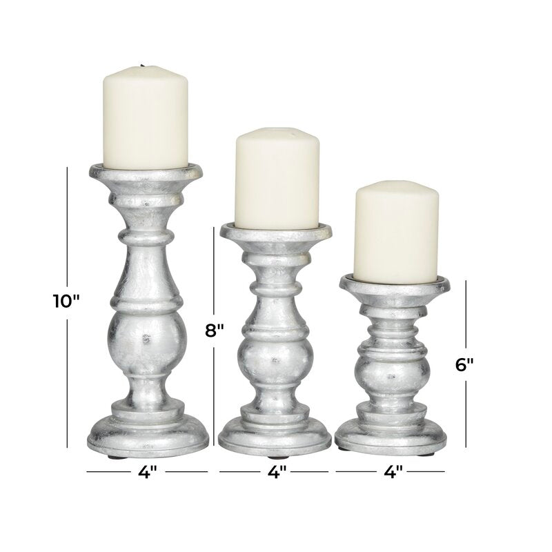 Southmo 3 Piece Wood Tabletop Candlestick Set