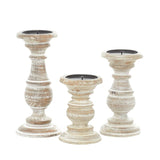Southmo 3 Piece Wood Tabletop Candlestick Set