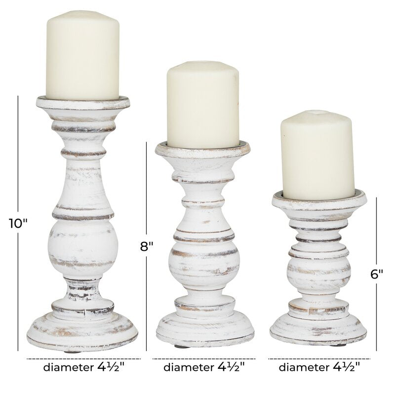 Southmo 3 Piece Wood Tabletop Candlestick Set
