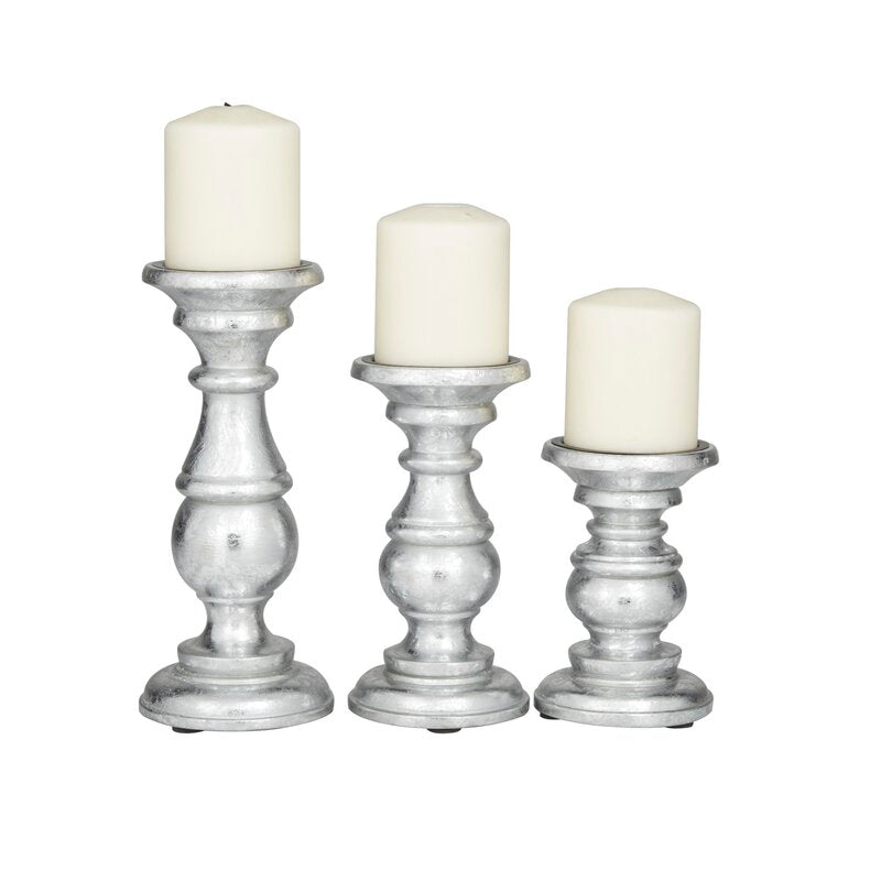 Southmo 3 Piece Wood Tabletop Candlestick Set