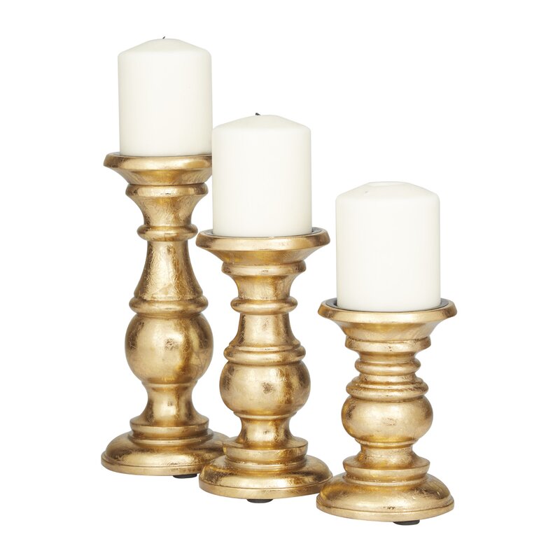 Southmo 3 Piece Wood Tabletop Candlestick Set