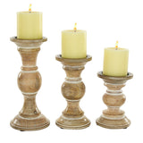 Southmo 3 Piece Wood Tabletop Candlestick Set