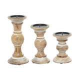 Southmo 3 Piece Wood Tabletop Candlestick Set