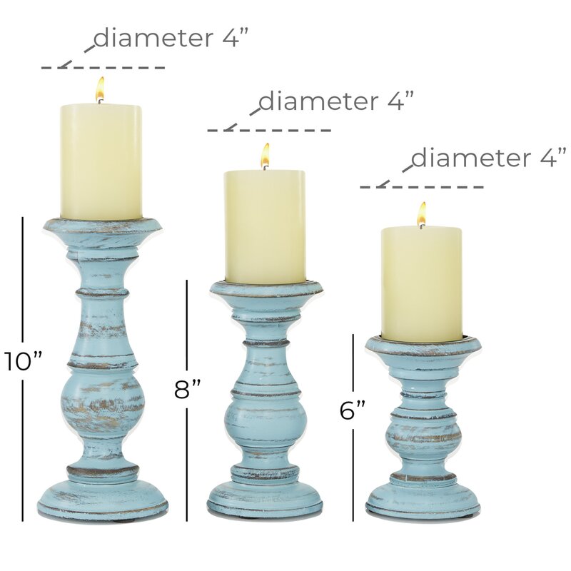 Southmo 3 Piece Wood Tabletop Candlestick Set