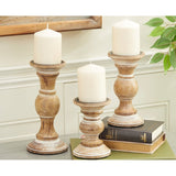 Southmo 3 Piece Wood Tabletop Candlestick Set