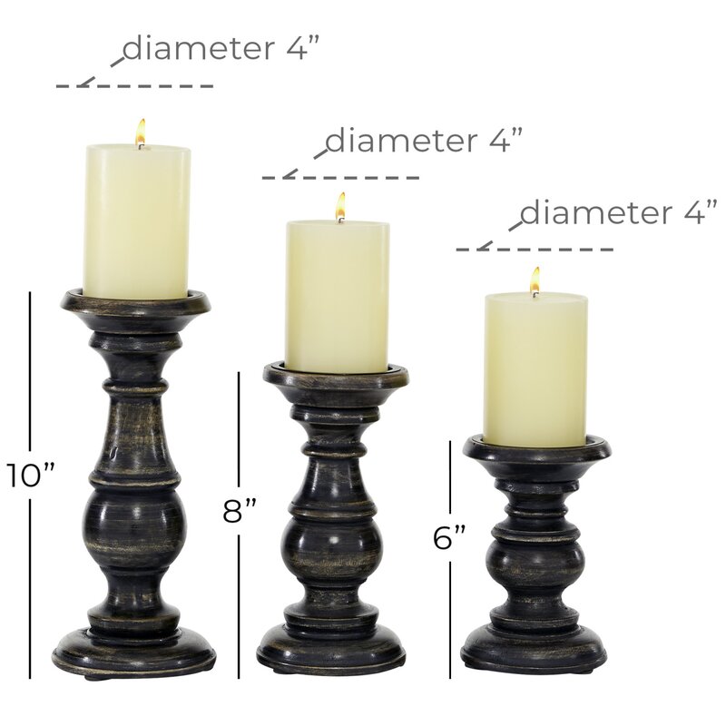 Southmo 3 Piece Wood Tabletop Candlestick Set
