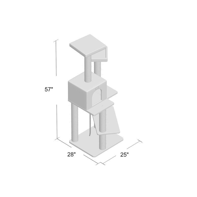 Otonashi 57" Fleece Covered High Real Wood Cat Tree
