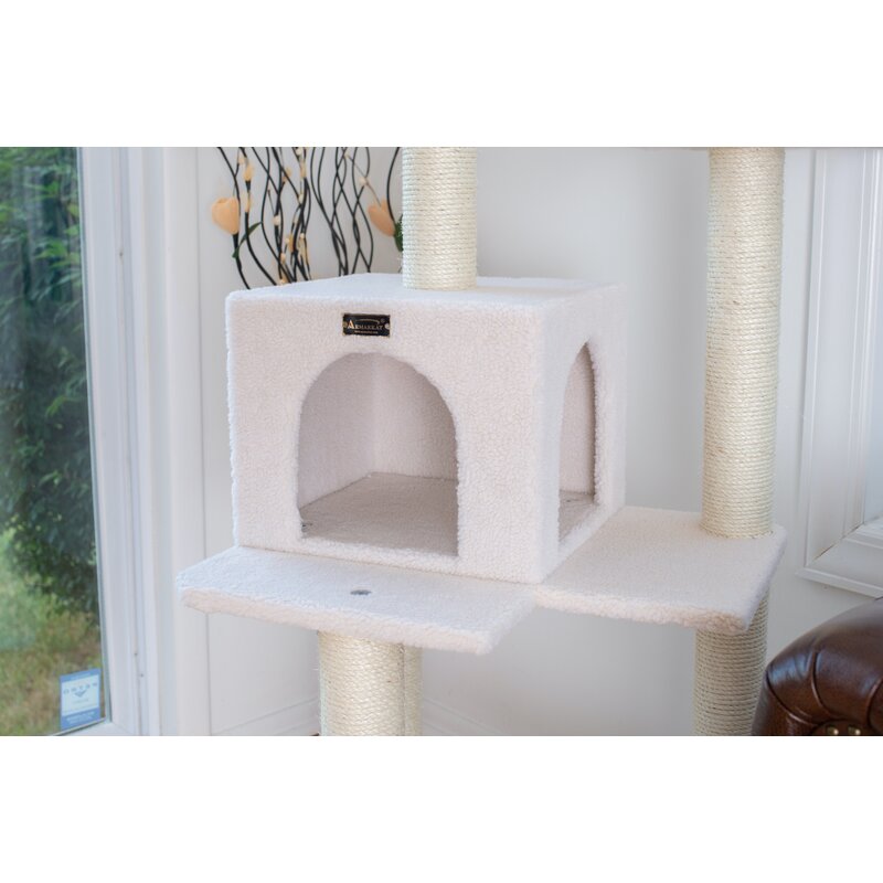 Otonashi 57" Fleece Covered High Real Wood Cat Tree