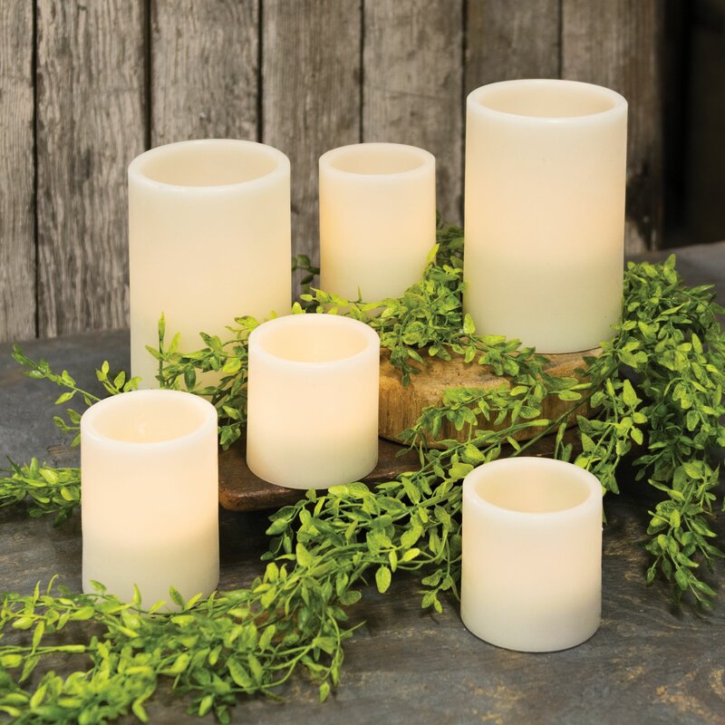 Fipu 6 Piece LED Flicker Unscented Flameless Pillar Candle Set