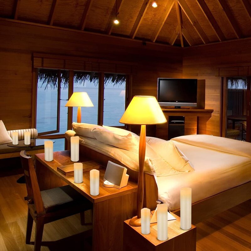 Salina 9 Piece Unscented Flameless Candle Set with Remote