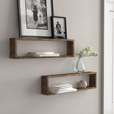 Liaponia 4 Piece Alder Wood Walnut Floating Shelf (Set of 2)