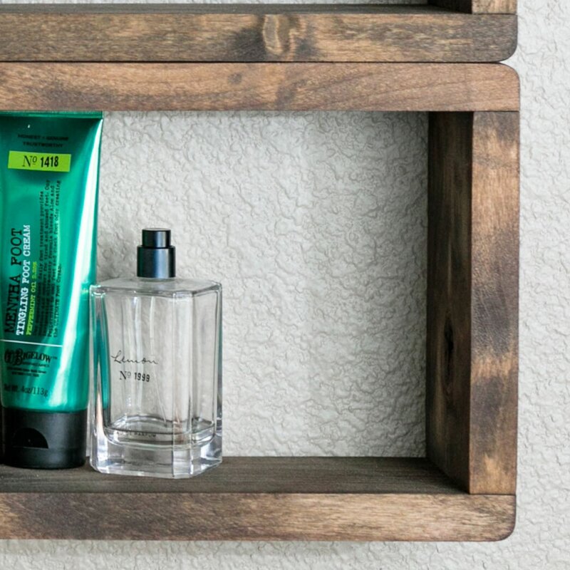 Liaponia 4 Piece Alder Wood Walnut Floating Shelf (Set of 2)