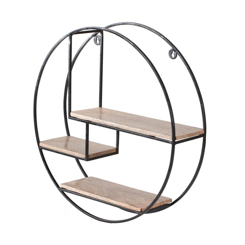 Mamoni 3 Piece Mango Wood Circle Accent Shelf