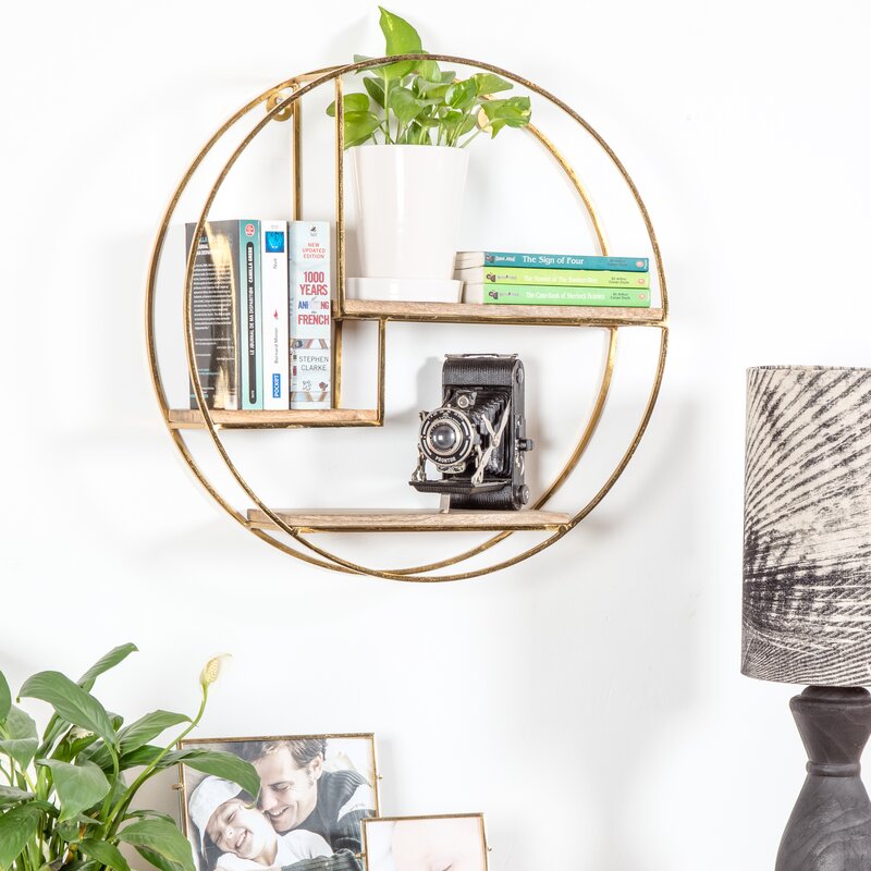 Mamoni 3 Piece Mango Wood Circle Accent Shelf