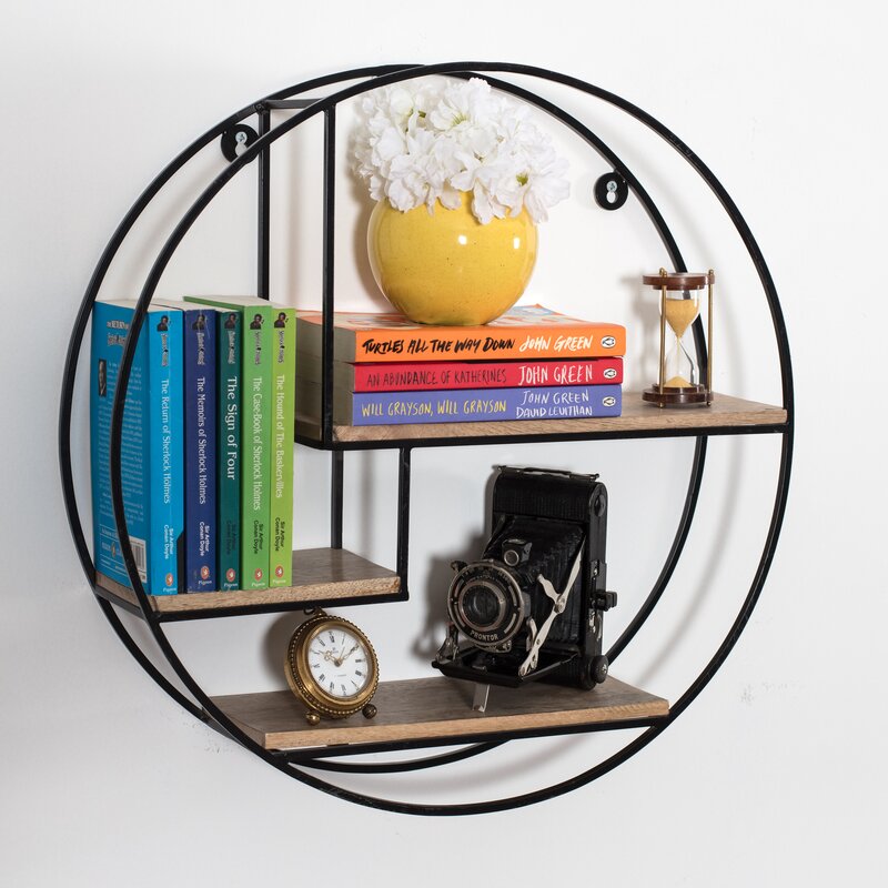 Mamoni 3 Piece Mango Wood Circle Accent Shelf