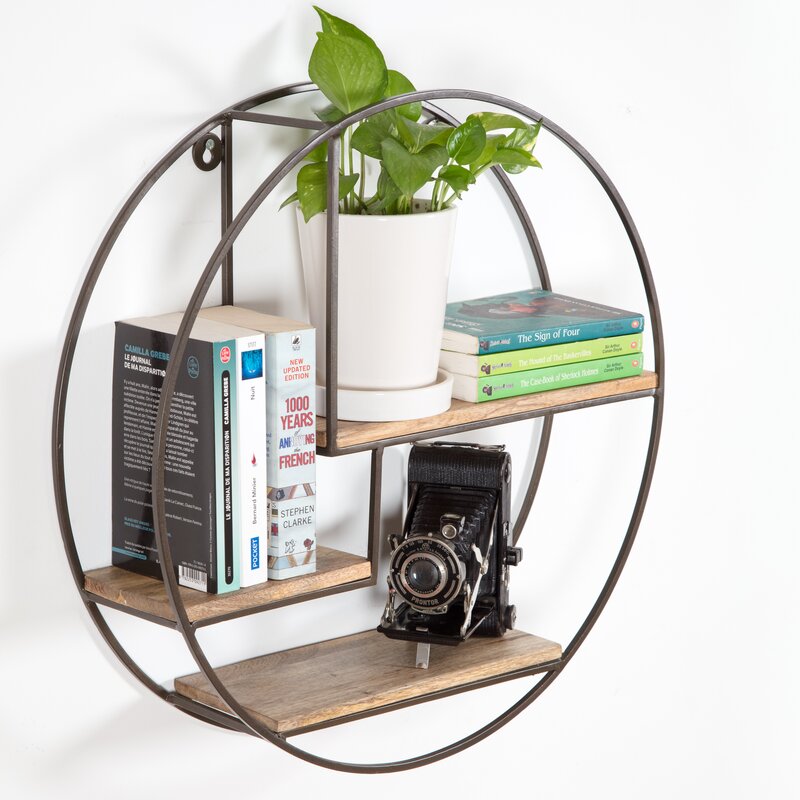 Mamoni 3 Piece Mango Wood Circle Accent Shelf