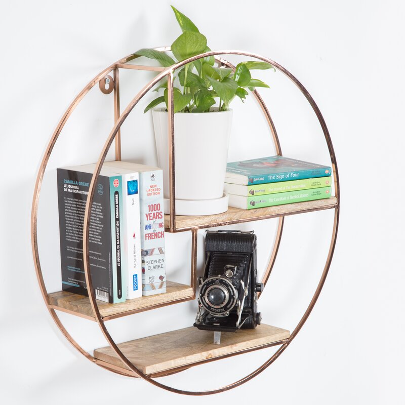 Mamoni 3 Piece Mango Wood Circle Accent Shelf