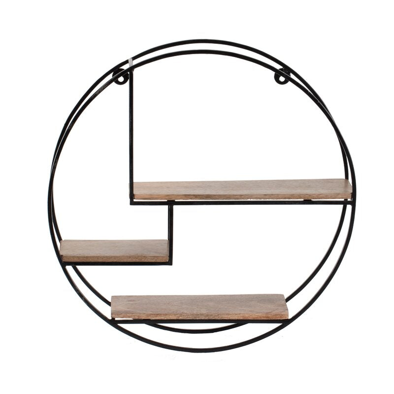 Mamoni 3 Piece Mango Wood Circle Accent Shelf