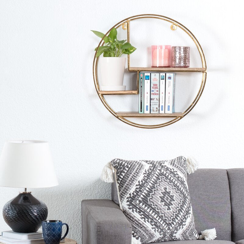 Mamoni 3 Piece Mango Wood Circle Accent Shelf