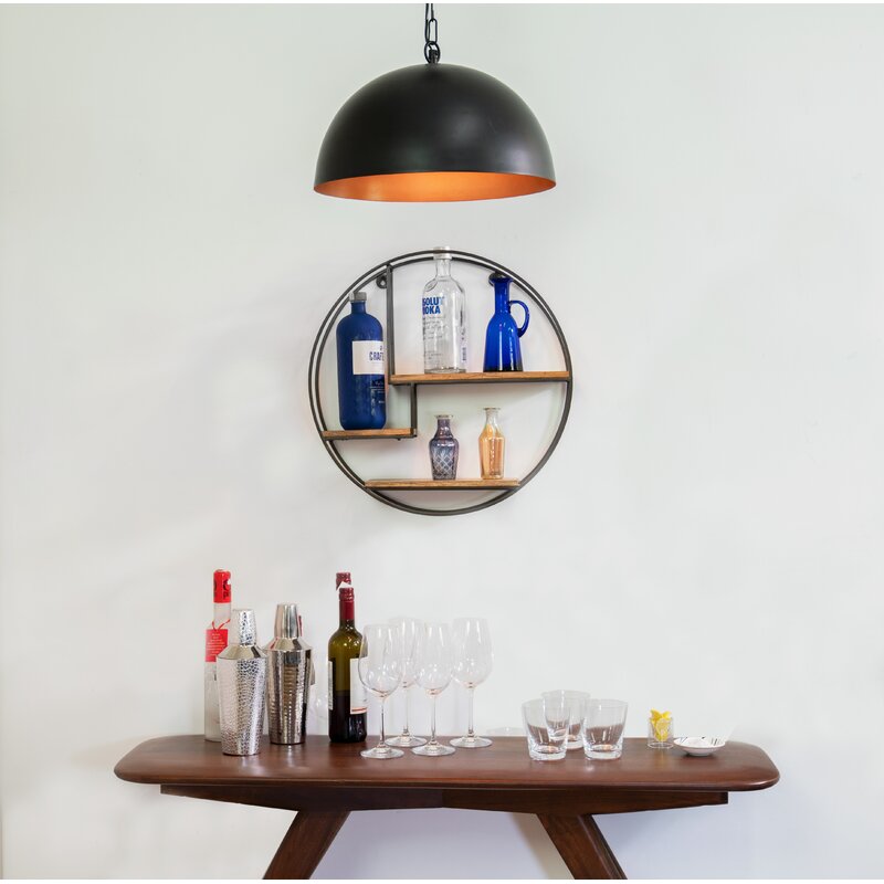 Mamoni 3 Piece Mango Wood Circle Accent Shelf