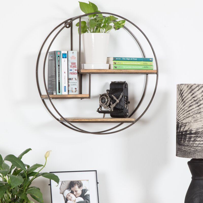 Mamoni 3 Piece Mango Wood Circle Accent Shelf