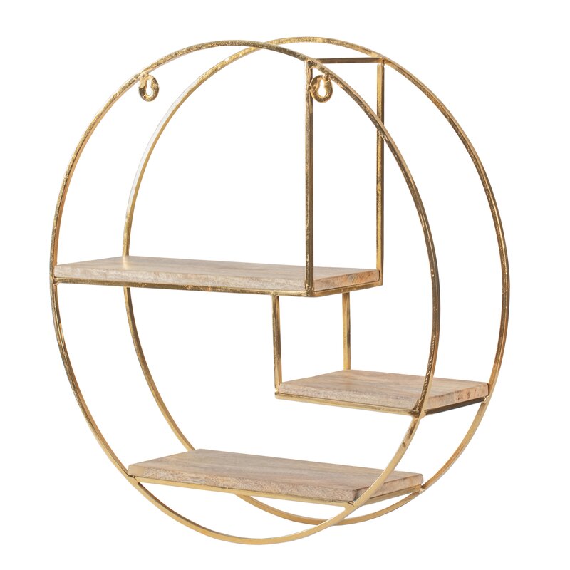 Mamoni 3 Piece Mango Wood Circle Accent Shelf