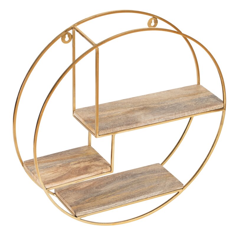 Mamoni 3 Piece Mango Wood Circle Accent Shelf