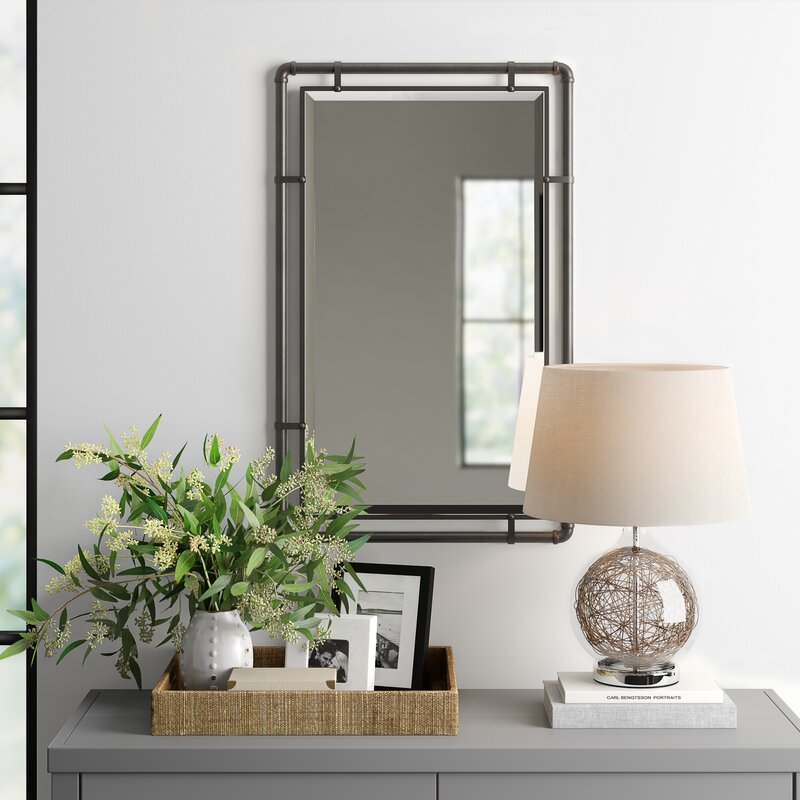 Tenmopa Industrial Beveled Metal Wall Accent Mirror