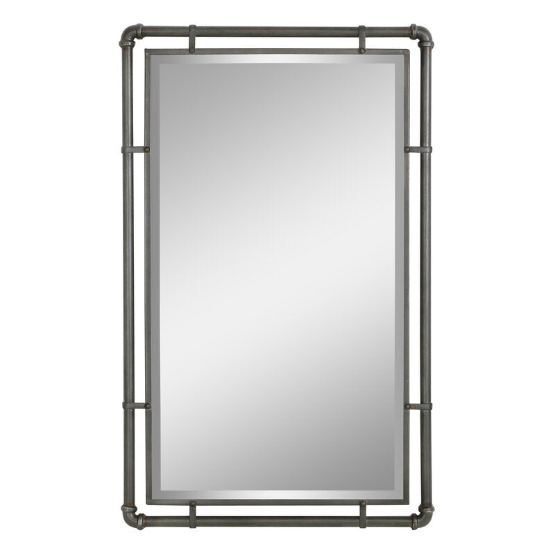 Tenmopa Industrial Beveled Metal Wall Accent Mirror