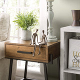 Tishdo Bronze Sitting Couple Metal Figurine