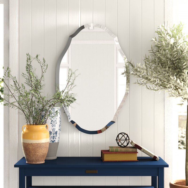 Catriny Oval Vertical Beveled Frameless Mirror